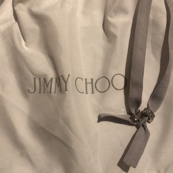 JIMMY CHOO Medium Luxury Gorgeous White W/Rhinestones Drawstring Dust Bag - Picture 2 of 2